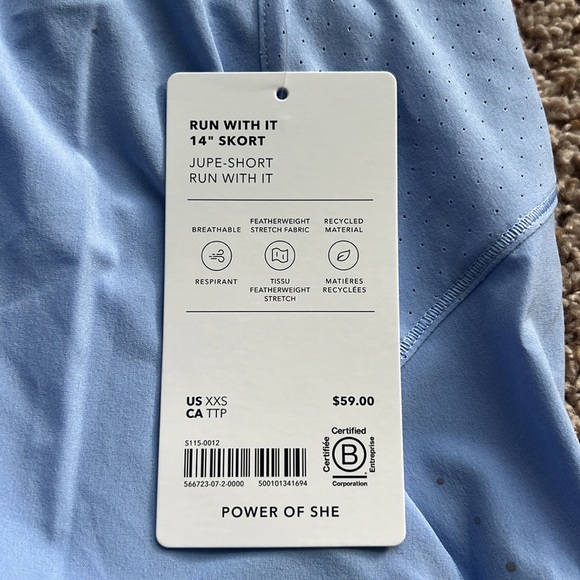 Run with it 14” skort by athleta. XXS. Swallowtail blue. NWT - Picture 2 of 4
